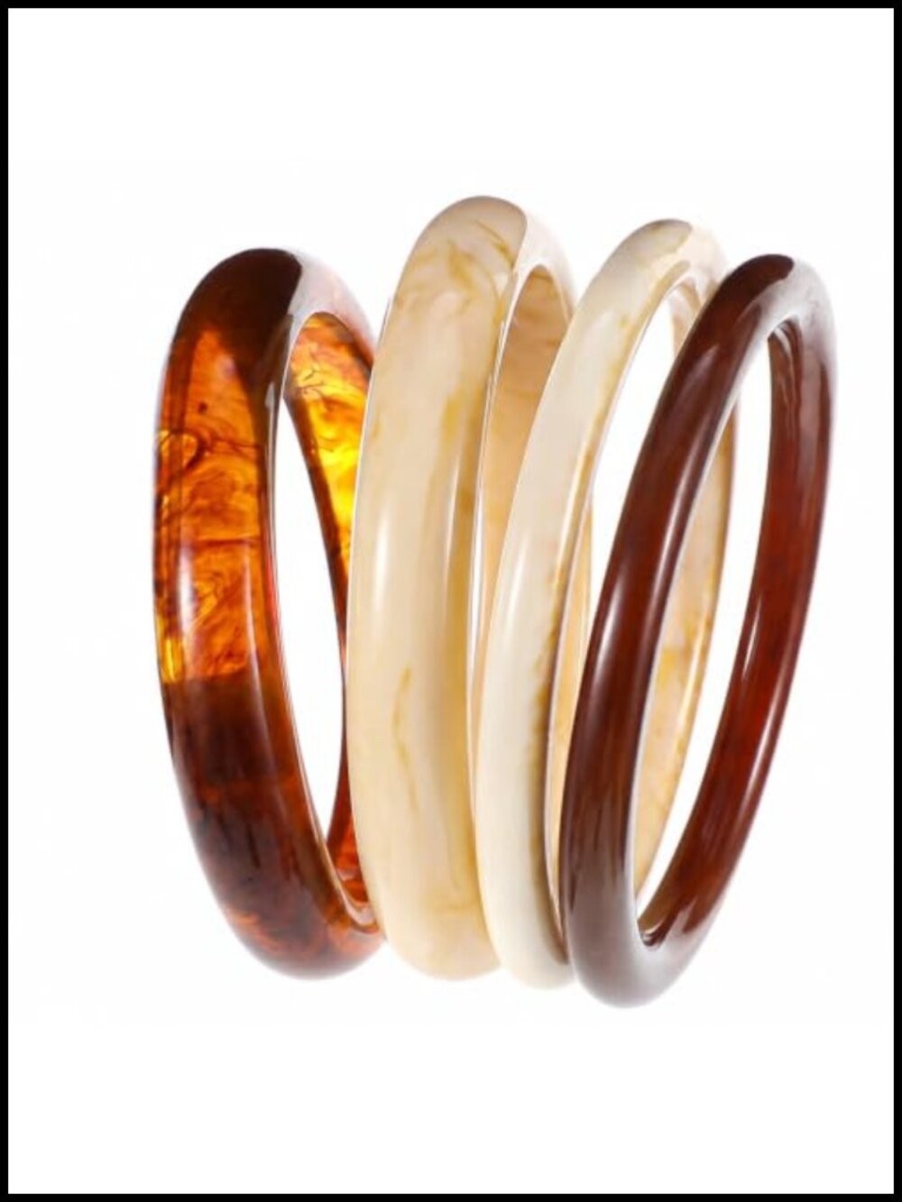 4pcs Chunky Acrylic Resin Bangle Set for Women Stackable Bracelets